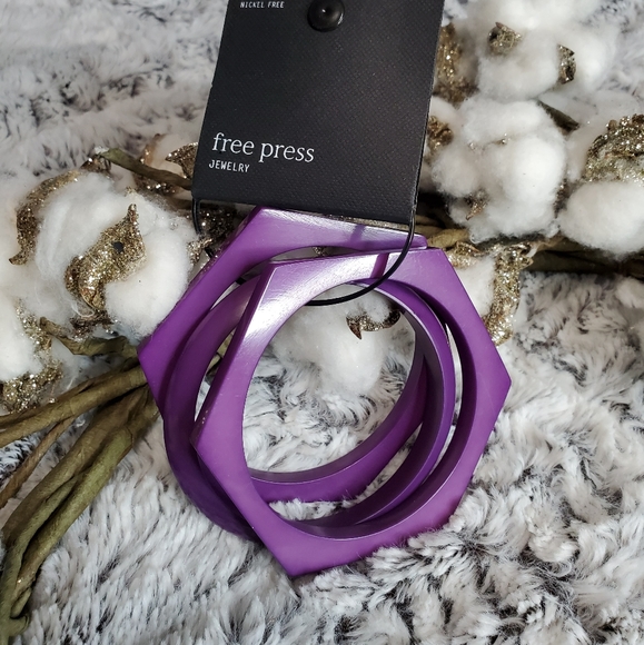 free press Jewelry - FREE PRESS Purple Hexagon Circle Bangle Set NWT